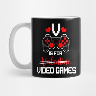 V is For Video Games Gifts Valentine Funny For Video Game Lovers Mug